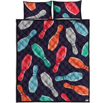 Watercolor Bowling Pins Pattern Print Quilt Bed Set