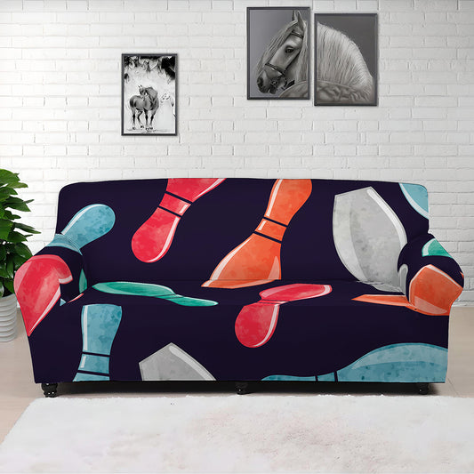 Watercolor Bowling Pins Pattern Print Sofa Cover