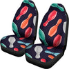 Watercolor Bowling Pins Pattern Print Universal Fit Car Seat Covers