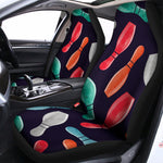 Watercolor Bowling Pins Pattern Print Universal Fit Car Seat Covers