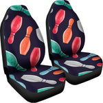 Watercolor Bowling Pins Pattern Print Universal Fit Car Seat Covers