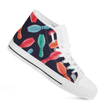 Watercolor Bowling Pins Pattern Print White High Top Shoes