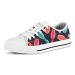 Watercolor Bowling Pins Pattern Print White Low Top Shoes