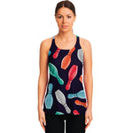 Watercolor Bowling Pins Pattern Print Women's Racerback Tank Top