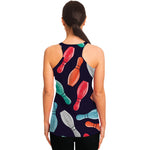 Watercolor Bowling Pins Pattern Print Women's Racerback Tank Top