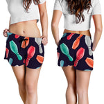 Watercolor Bowling Pins Pattern Print Women's Shorts