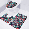 Watercolor Bowling Theme Pattern Print 3 Piece Bath Mat Set