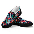 Watercolor Bowling Theme Pattern Print Black Slip On Sneakers