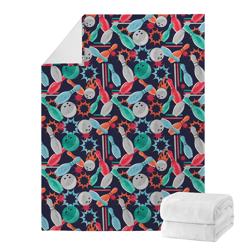 Watercolor Bowling Theme Pattern Print Blanket