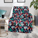 Watercolor Bowling Theme Pattern Print Blanket