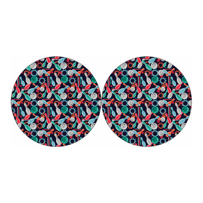 Watercolor Bowling Theme Pattern Print Car Coasters