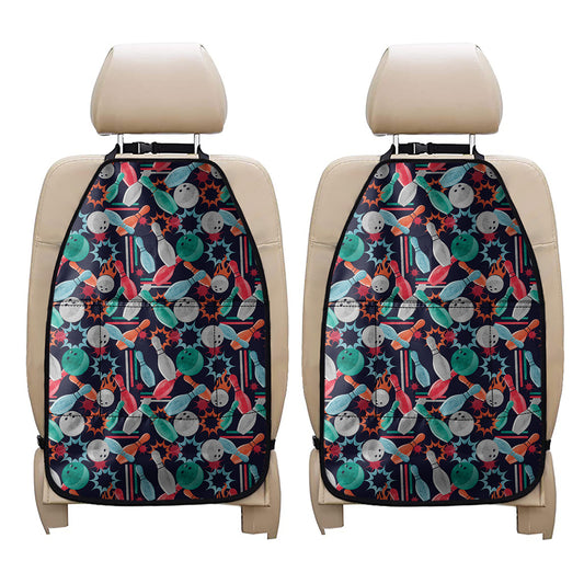 Watercolor Bowling Theme Pattern Print Car Seat Organizers
