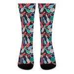 Watercolor Bowling Theme Pattern Print Crew Socks