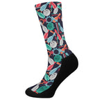Watercolor Bowling Theme Pattern Print Crew Socks
