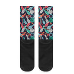 Watercolor Bowling Theme Pattern Print Crew Socks