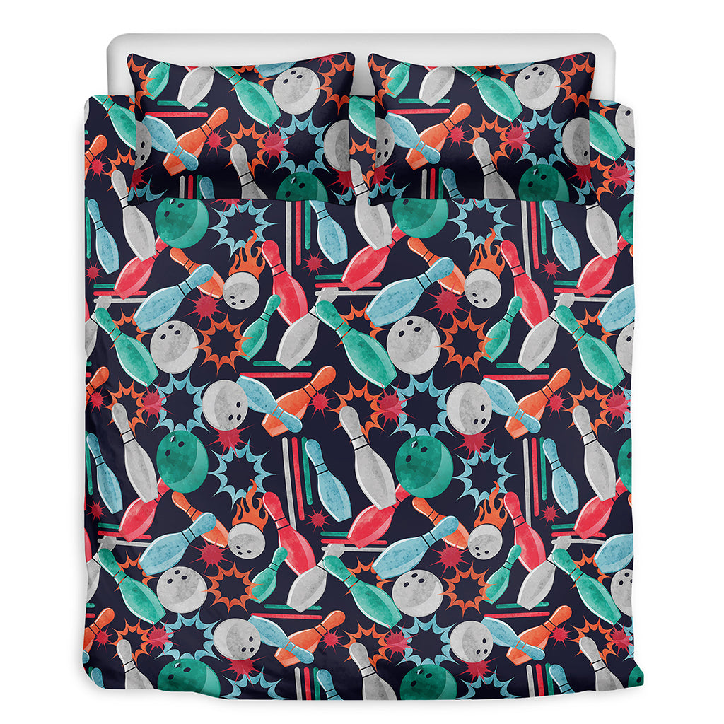 Watercolor Bowling Theme Pattern Print Duvet Cover Bedding Set