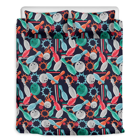 Watercolor Bowling Theme Pattern Print Duvet Cover Bedding Set