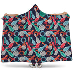 Watercolor Bowling Theme Pattern Print Hooded Blanket