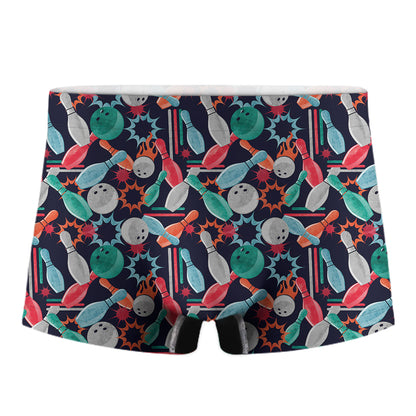 Watercolor Bowling Theme Pattern Print Men's Boxer Briefs