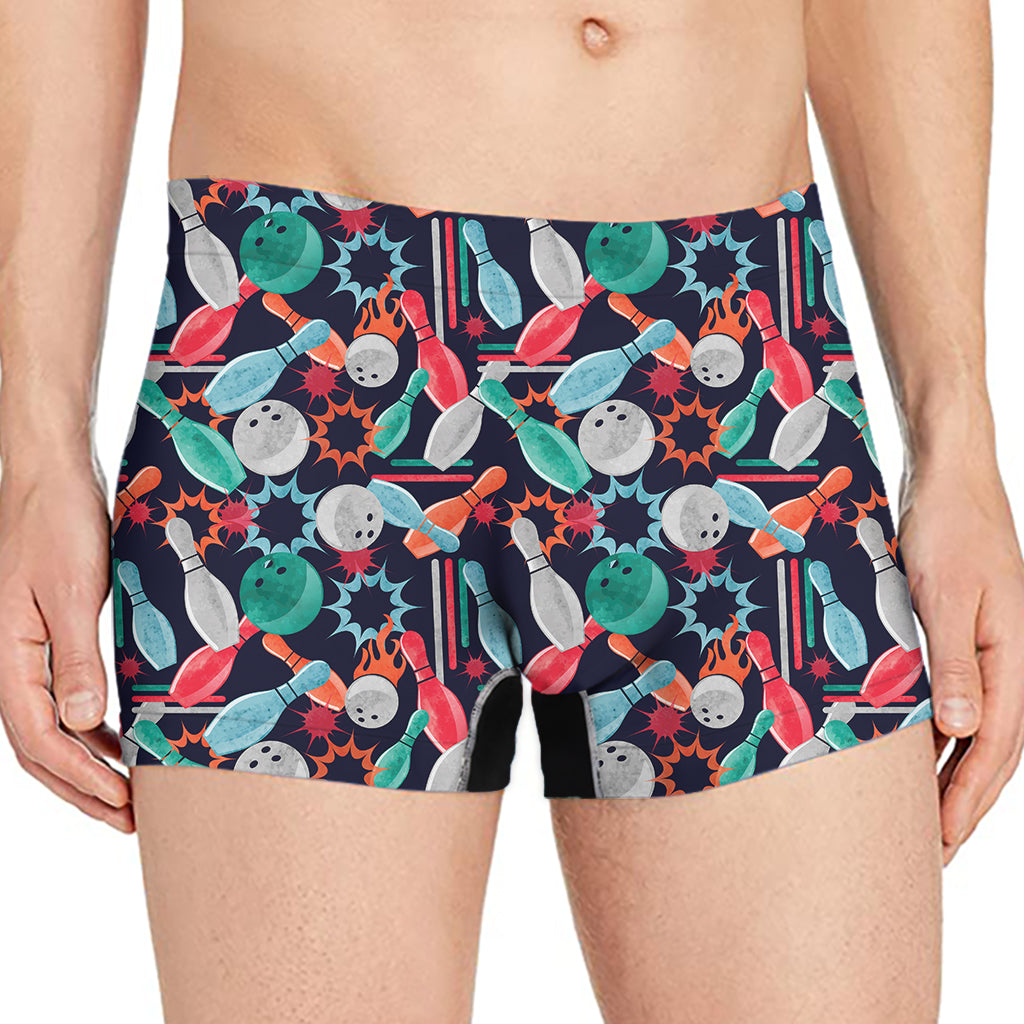 Watercolor Bowling Theme Pattern Print Men's Boxer Briefs