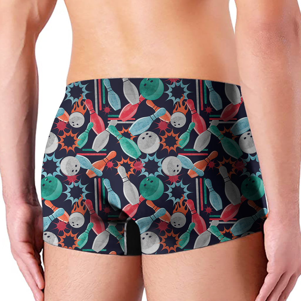 Watercolor Bowling Theme Pattern Print Men's Boxer Briefs