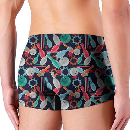 Watercolor Bowling Theme Pattern Print Men's Boxer Briefs