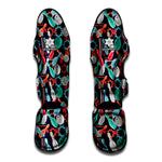 Watercolor Bowling Theme Pattern Print Muay Thai Shin Guard