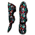 Watercolor Bowling Theme Pattern Print Muay Thai Shin Guard