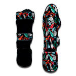 Watercolor Bowling Theme Pattern Print Muay Thai Shin Guard