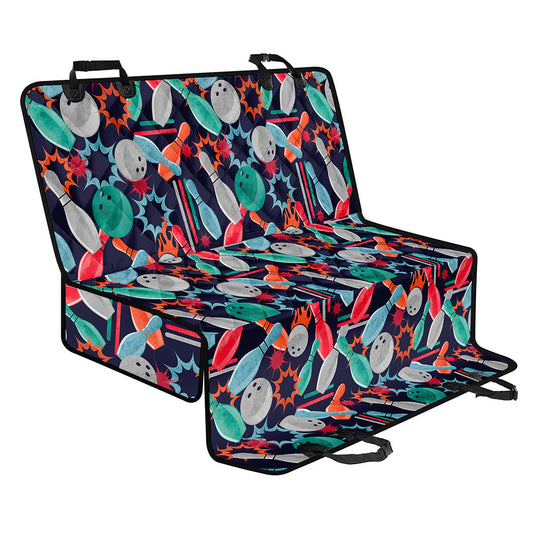 Watercolor Bowling Theme Pattern Print Pet Car Back Seat Cover