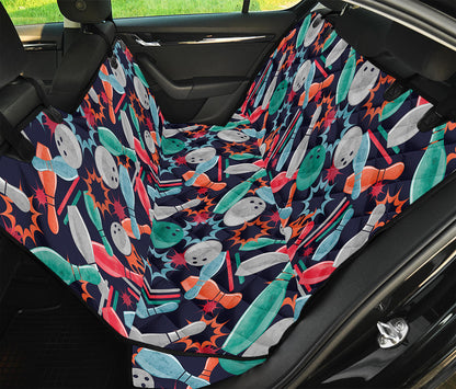 Watercolor Bowling Theme Pattern Print Pet Car Back Seat Cover