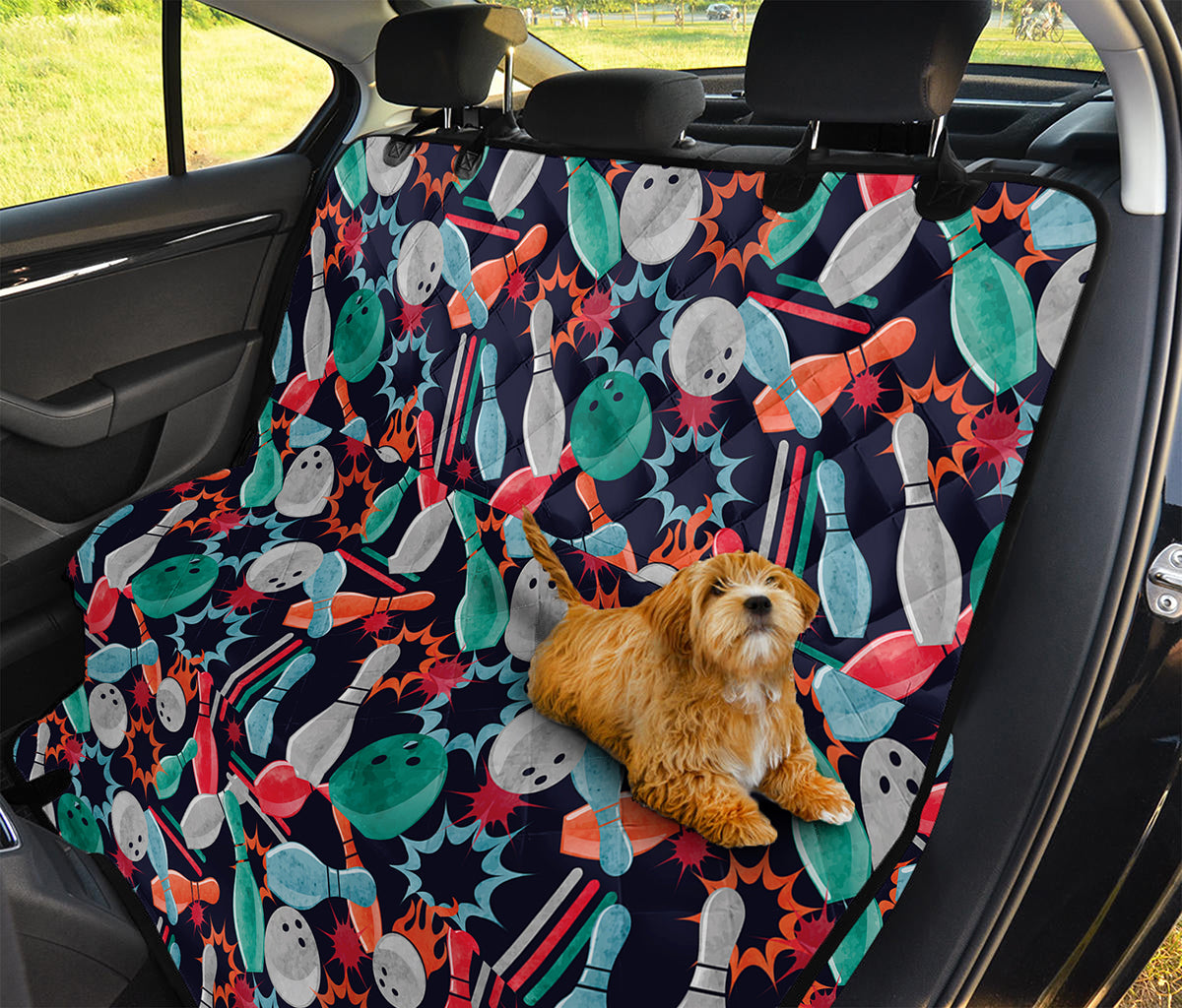 Watercolor Bowling Theme Pattern Print Pet Car Back Seat Cover