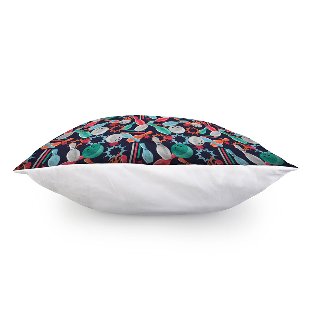 Watercolor Bowling Theme Pattern Print Pillow Cover