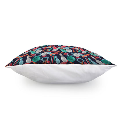 Watercolor Bowling Theme Pattern Print Pillow Cover