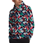 Watercolor Bowling Theme Pattern Print Pullover Hoodie