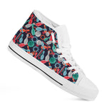 Watercolor Bowling Theme Pattern Print White High Top Shoes