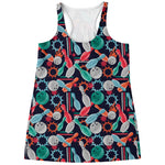 Watercolor Bowling Theme Pattern Print Women's Racerback Tank Top