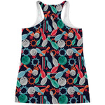 Watercolor Bowling Theme Pattern Print Women's Racerback Tank Top