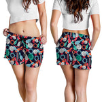 Watercolor Bowling Theme Pattern Print Women's Shorts