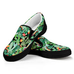 Watercolor Cactus Plant Print Black Slip On Shoes