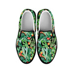 Watercolor Cactus Plant Print Black Slip On Shoes