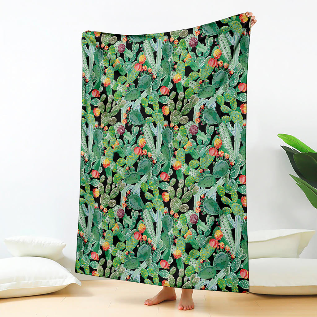 Watercolor Cactus Plant Print Blanket