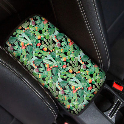 Watercolor Cactus Plant Print Car Center Console Cover