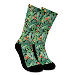 Watercolor Cactus Plant Print Crew Socks