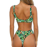 Watercolor Cactus Plant Print Front Bow Tie Bikini