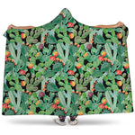 Watercolor Cactus Plant Print Hooded Blanket