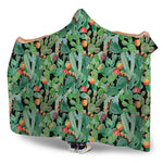 Watercolor Cactus Plant Print Hooded Blanket