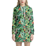 Watercolor Cactus Plant Print Hoodie Dress