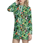 Watercolor Cactus Plant Print Hoodie Dress