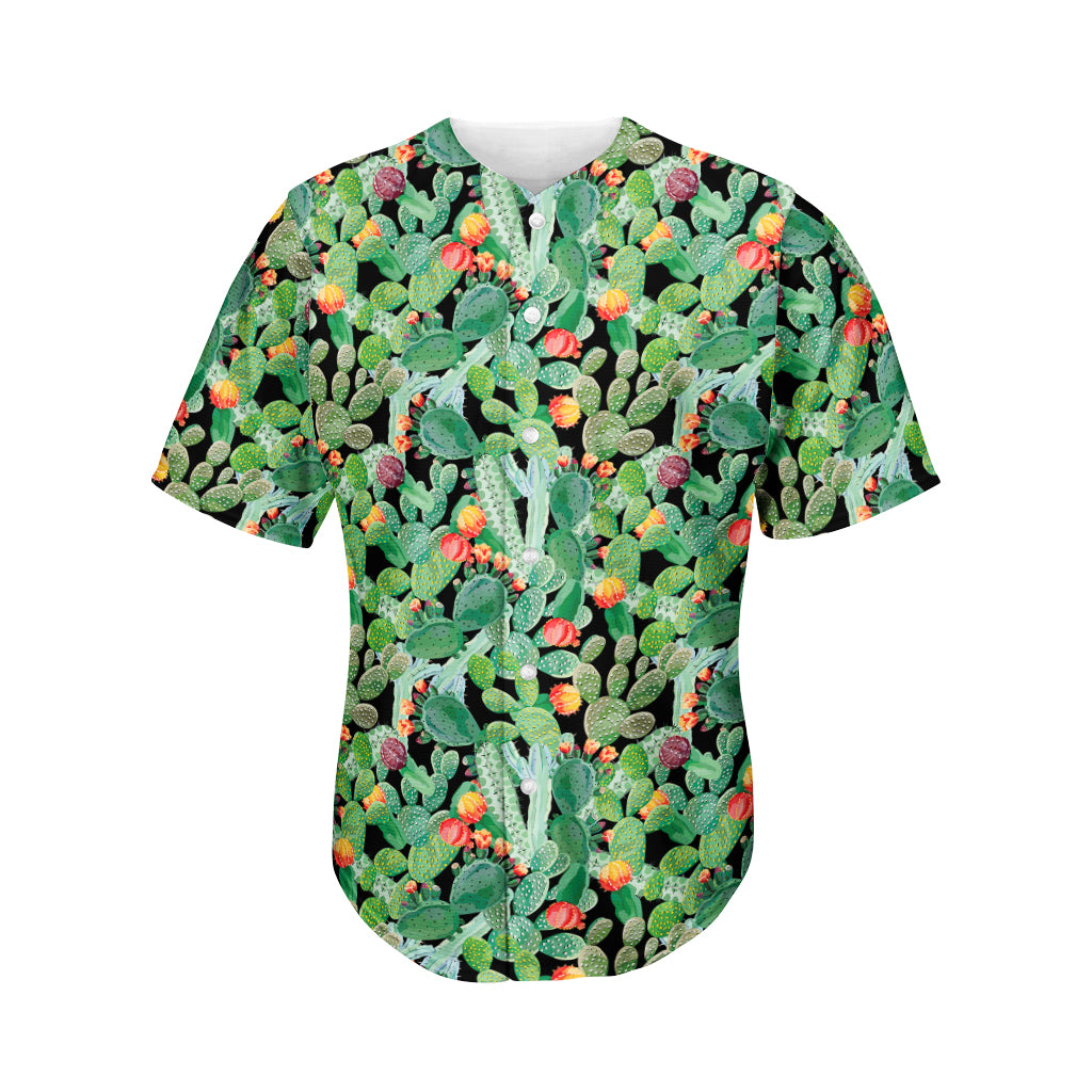 Watercolor Cactus Plant Print Men's Baseball Jersey